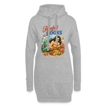 Retro Meerjungfrau: Hooked on Books Pin-up Design - Hoodie-Kleid - Grau meliert - Vorne
