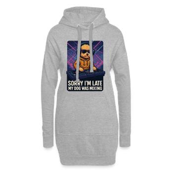 Maltipoo DJ Hund mit Kopfhörer & Sonnenbrille - Hoodie-Kleid - Grau meliert - Vorne