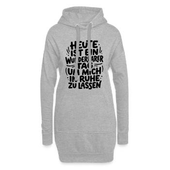 Heute - wunderbarer Tag um mich in Ruhe zu lassen - Hoodie-Kleid - Grau meliert - Vorne