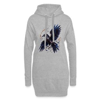 Raben-Mosaik-Nacht - Hoodie-Kleid - Grau meliert - Vorne