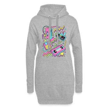 80er 90er Retro Technik Nostalgie Gamer - Hoodie-Kleid - Grau meliert - Vorne