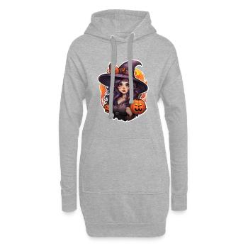 Sorcière d’Halloween 3 - Sweat-shirt à capuche long Femme - gris chiné - Devant