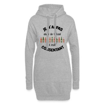 Je n'ai pas abusé de l'alcool, il était consentant - Sweat-shirt à capuche long Femme - gris chiné - Devant