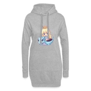 Prinzessin Drache Niedlich - Hoodie-Kleid - Grau meliert - Vorne