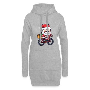 Père Noël vélo Noël - Sweat-shirt à capuche long Femme - gris chiné - Devant