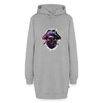 Capitaine Crâne de pirate - Sweat-shirt à capuche long Femme - gris chiné - Devant