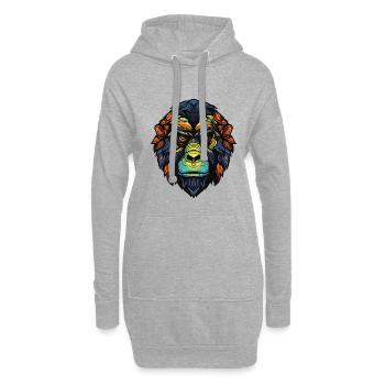 Tête de portrait de gorille - Sweat-shirt à capuche long Femme - gris chiné - Devant