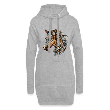 Pferd Porträt Kopf - Hoodie-Kleid - Grau meliert - Vorne