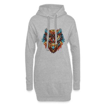 hibou portrait tête - Sweat-shirt à capuche long Femme - gris chiné - Devant