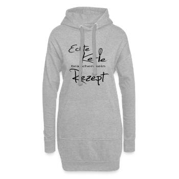 Echte Kerle brauchen kein Rezept - Hoodie-Kleid - Grau meliert - Vorne