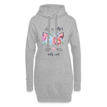 life is better with cats - Hoodie-Kleid - Grau meliert - Vorne