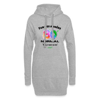 Impression Année 80' - Sweat-shirt à capuche long Femme - gris chiné - Devant