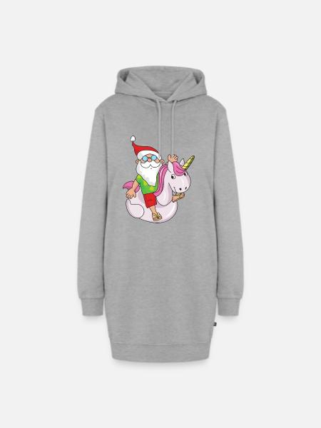 Weihnachten Einhorn - Hoodie-Kleid - Grau meliert