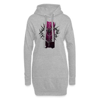Canopée épineuse de l’amour : branches en forme de cœur - Sweat-shirt à capuche long Femme - gris chiné - Devant