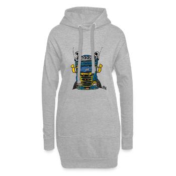 0323 S camion bas bleu jaune - Sweat-shirt à capuche long Femme - gris chiné - Devant