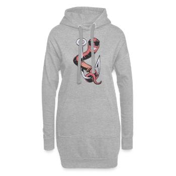 Hameçon de pêcheur avec une canne à pêche appât à ver pour - Sweat-shirt à capuche long Femme - gris chiné - Devant