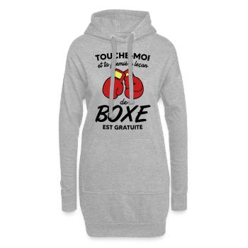 Cadeau humour boxe - femme ou homme - Sweat-shirt à capuche long Femme - gris chiné - Devant
