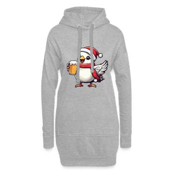 Colombe oiseau Noël bière drôle - Sweat-shirt à capuche long Femme - gris chiné - Devant