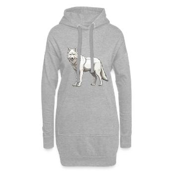 Animal loup - Sweat-shirt à capuche long Femme - gris chiné - Devant
