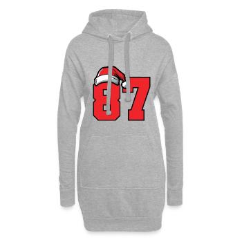 87 Zahl Weihnachten - Hoodie-Kleid - Grau meliert - Vorne