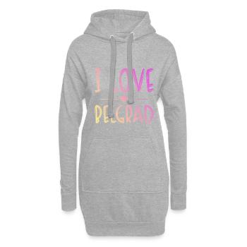 J’aime Belgrade - Sweat-shirt à capuche long Femme - gris chiné - Devant