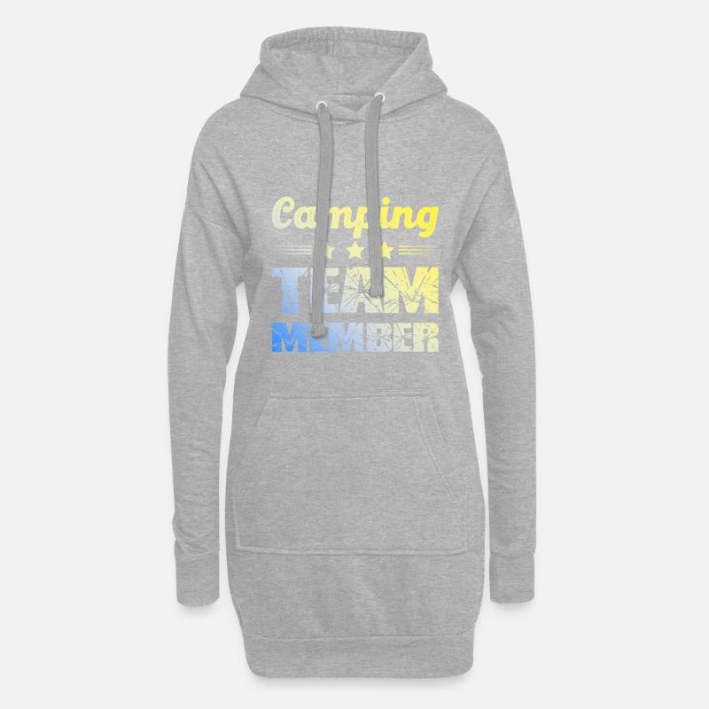 Camping Team - Hoodie-Kleid - Grau meliert