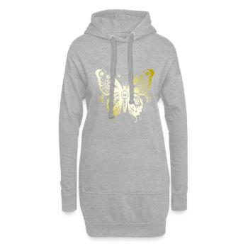Schmetterling Mandala gold - Hoodie-Kleid - Grau meliert - Vorne