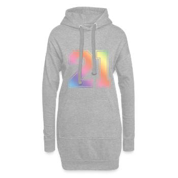 21 Numéro coloré - Sweat-shirt à capuche long Femme - gris chiné - Devant