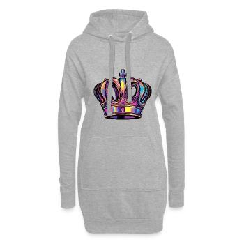 Couronne - Sweat-shirt à capuche long Femme - gris chiné - Devant