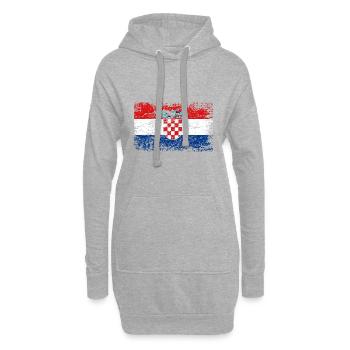 Drapeau croate Croatie Vintage Hrvatska Balkans - Sweat-shirt à capuche long Femme - gris chiné - Devant