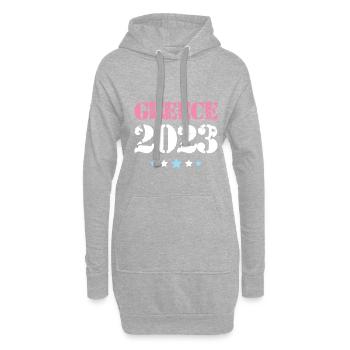 Grèce 2023 - Sweat-shirt à capuche long Femme - gris chiné - Devant