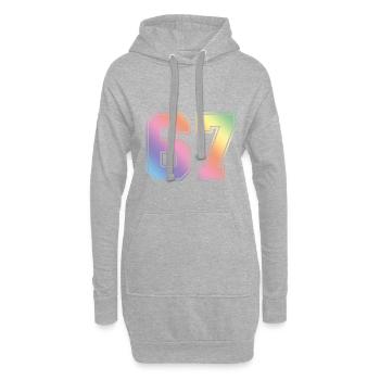 67 Numéro coloré - Sweat-shirt à capuche long Femme - gris chiné - Devant