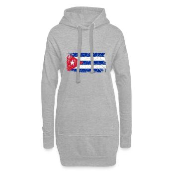 Drapeau Cuba Vintage Caraïbes Voyage Cuban Che - Sweat-shirt à capuche long Femme - gris chiné - Devant