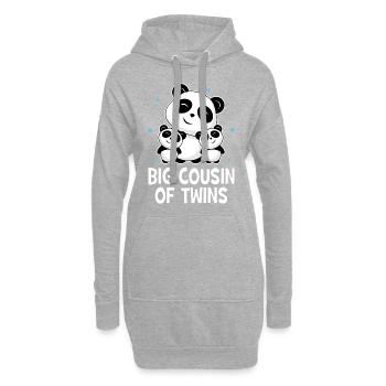Big Cousin Of Twins - Cute Panda Pandas - Hoodie-Kleid - Grau meliert - Vorne