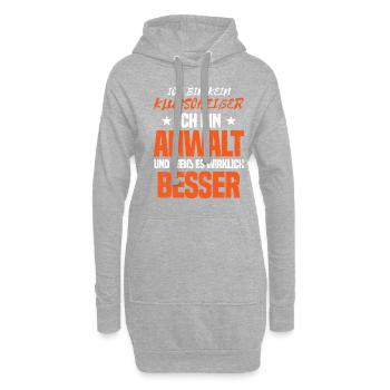 Ich bin kein Klugscheißer Ich bin Anwalt - Hoodie-Kleid - Grau meliert - Vorne
