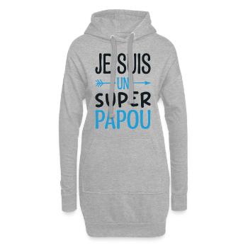 Ich bin ein Super-Papua - Papua-Humor Lustiges Geschenk - Hoodie-Kleid - Grau meliert - Vorne