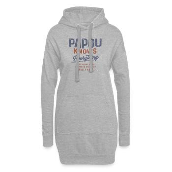 Papou weiß alles - Großelterntag - Hoodie-Kleid - Grau meliert - Vorne