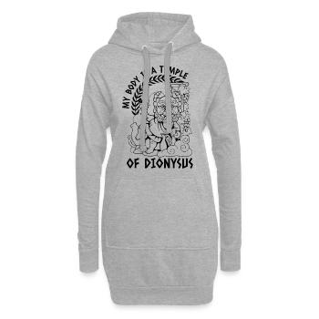 My Body Is A Temple Of Dionysus - Freude Alkohol - Hoodie-Kleid - Grau meliert - Vorne