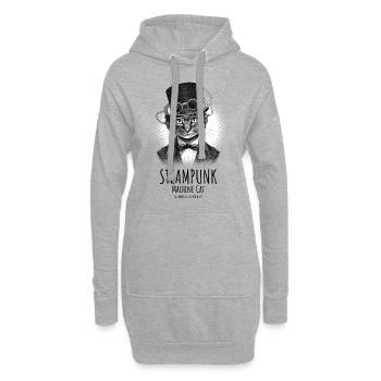 Steampunk Chat # 01 - Hoodie-Kleid - Grau meliert - Vorne