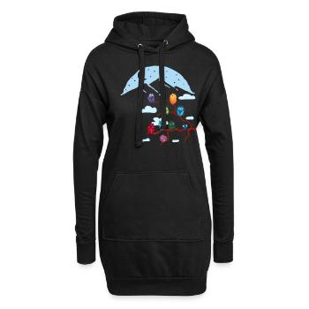 "Owl Conference" Berglandschaft Grafikdesign - Hoodie-Kleid - Schwarz - Vorne