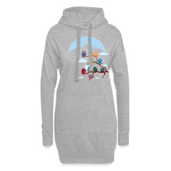Conception graphique de paysages de montagne « Owl Conference » - Sweat-shirt à capuche long Femme - gris chiné - Devant