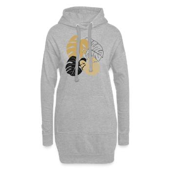 Monstera quitte le dessin au trait - Sweat-shirt à capuche long Femme - gris chiné - Devant