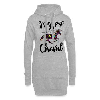 Je peux pas j´ai Cheval cadeau - Sweat-shirt à capuche long Femme - gris chiné - Devant