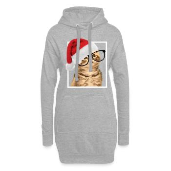 CHEMISE DE NOËL Chaton chaton chats - Sweat-shirt à capuche long Femme - gris chiné - Devant
