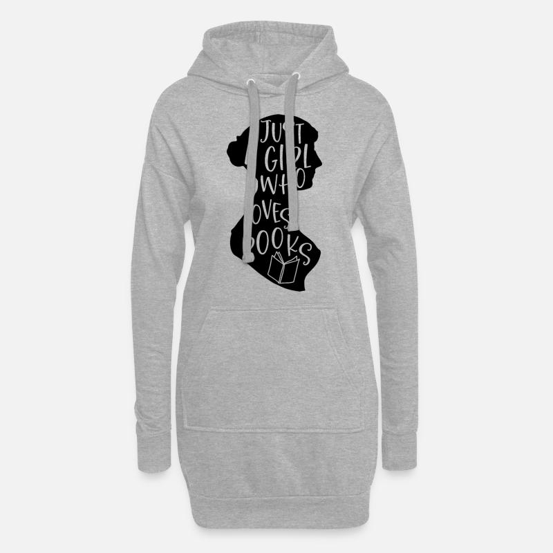 Nur ein Mädchen, das Bücher liebt - Hoodie-Kleid - Grau meliert