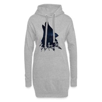 Wolf silhouette - Hoodie-Kleid - Grau meliert - Vorne