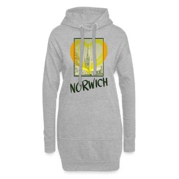 Norwich England City Skyline Heart Love Home - Sweat-shirt à capuche long Femme - gris chiné - Devant