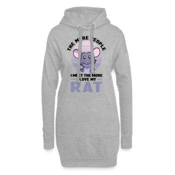 Ratte als Haustier - Hoodie-Kleid - Grau meliert - Vorne