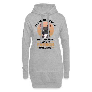 Français Bulldog - Sweat-shirt à capuche long Femme - gris chiné - Devant