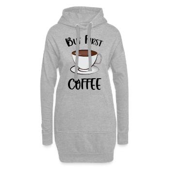 Aber der erste Kaffee - Hoodie-Kleid - Grau meliert - Vorne